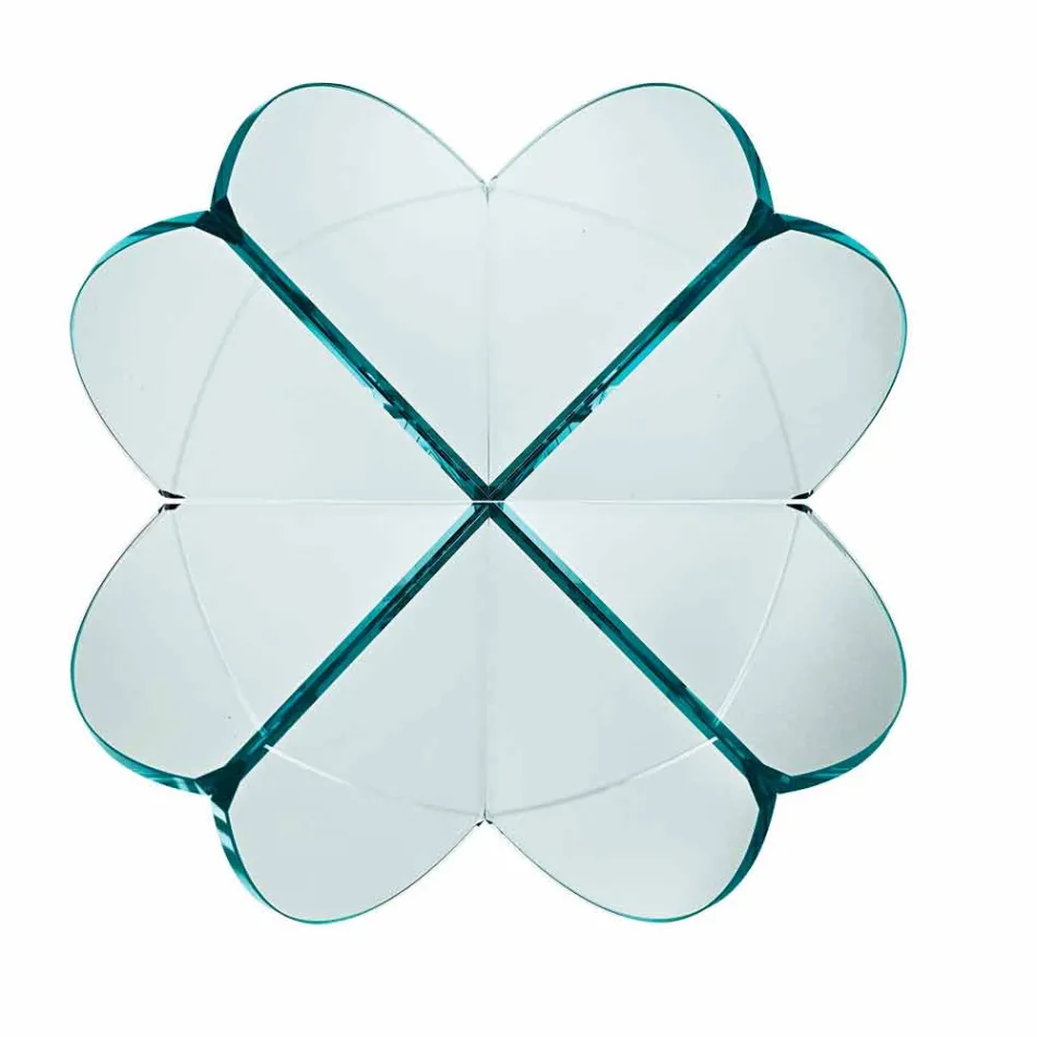 Mesinha de Sala com Flor de Vidro Transparente e Base Ácida 3 Tamanhos - Fiorella Viadurini