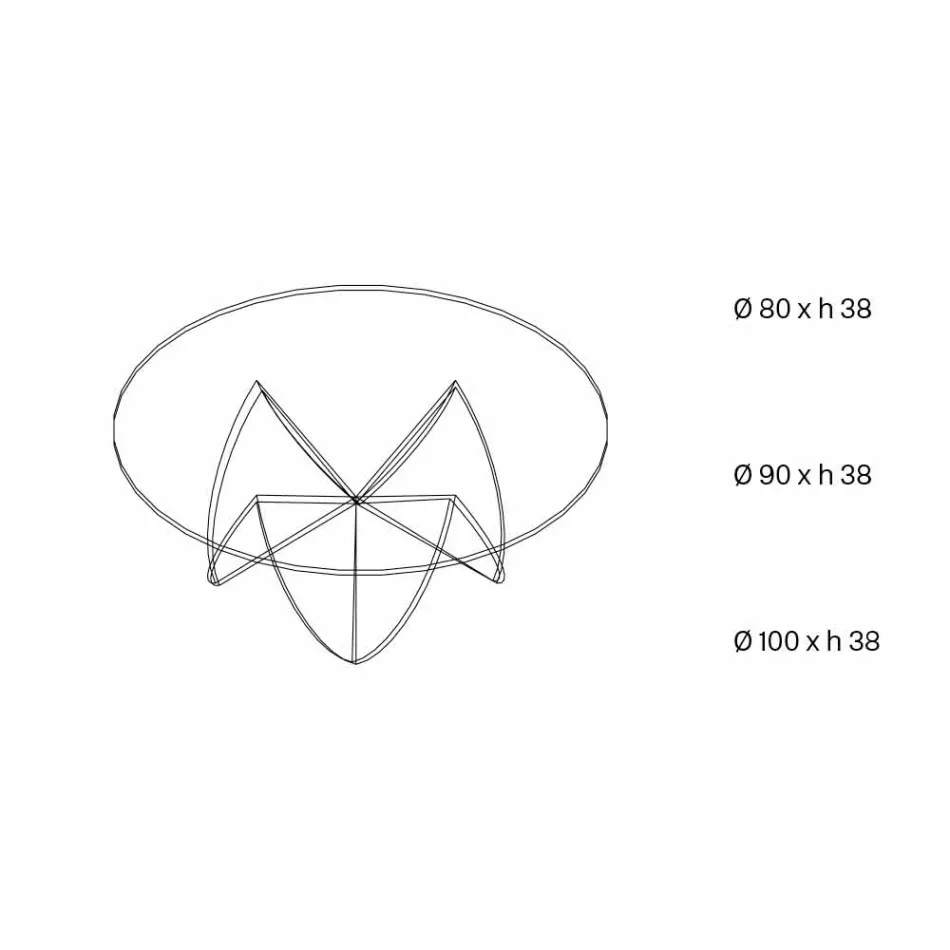 Mesinha de Sala com Flor de Vidro Transparente e Base Ácida 3 Tamanhos - Fiorella Viadurini