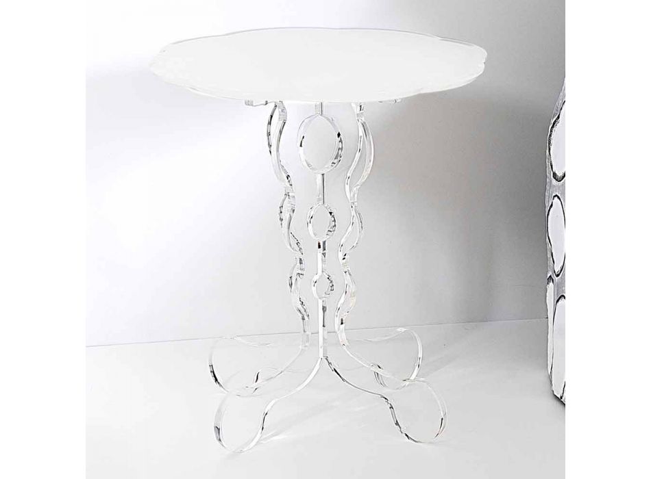 Mesa de centro redonda branca de 36cm de diâmetro de design moderno Janis, fabricada na Itália Viadurini