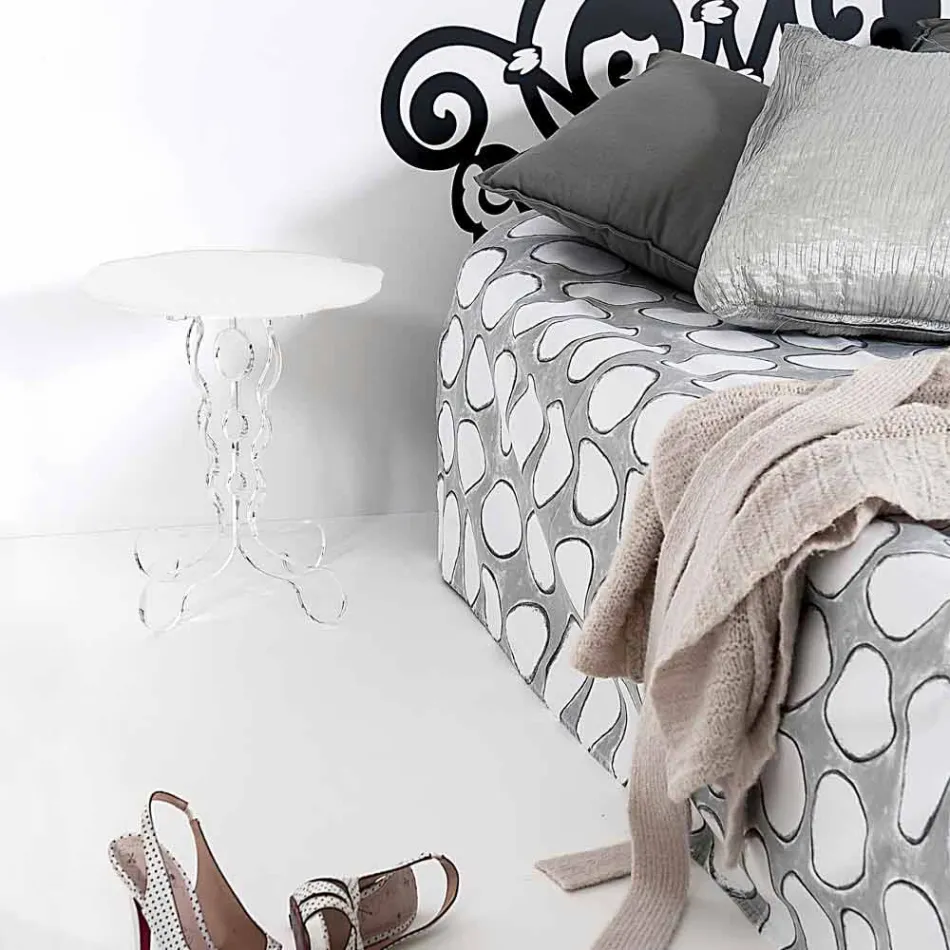 Mesa de centro redonda branca de 36cm de diâmetro de design moderno Janis, fabricada na Itália Viadurini