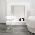 Mesa de centro redonda branca, diâmetro 50cm, design moderno Janis, fabricada na Itália Viadurini