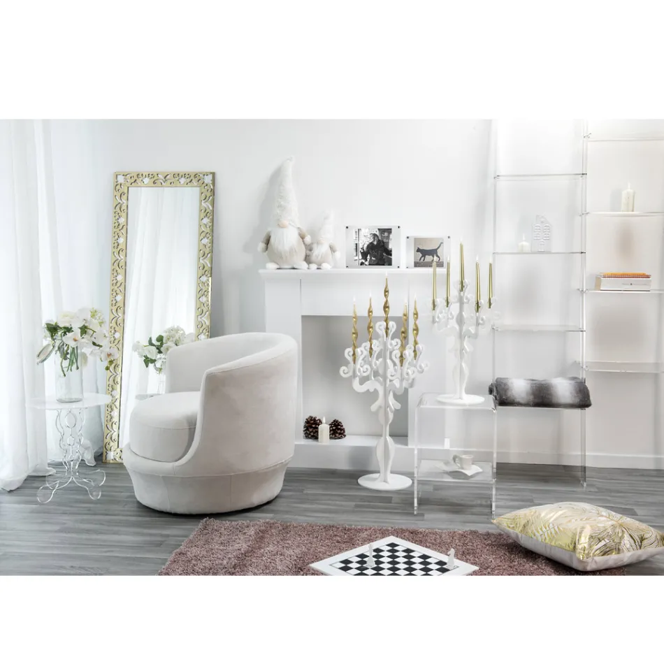 Mesa de centro redonda branca, diâmetro 50cm, design moderno Janis, fabricada na Itália Viadurini