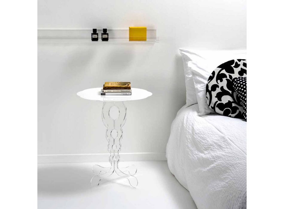 Mesa de centro redonda branca de diâmetro 50cm design moderno Janis, made in Italy Viadurini