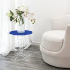 Mesa de centro redonda azul, diâmetro 36 cm, design moderno Janis, fabricada na Itália Viadurini