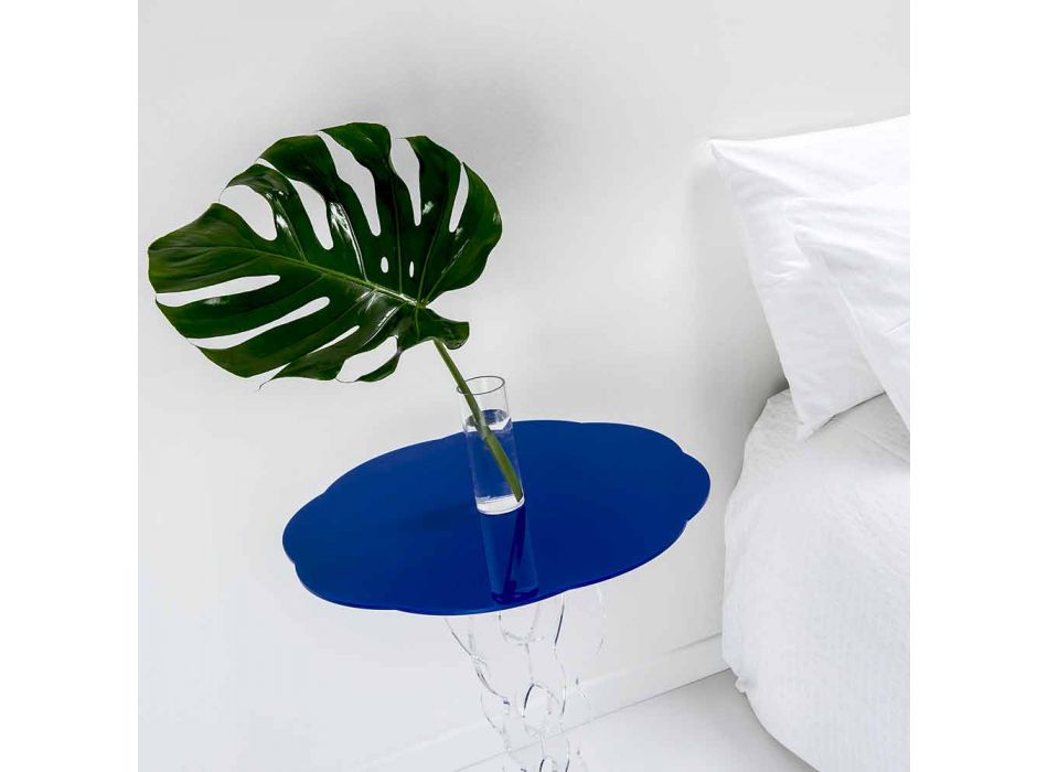 Redonda mesa de café azul diâmetro 50 cm design moderno Janis, made in Italy Viadurini