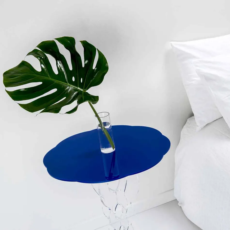 Redonda mesa de café azul diâmetro 50 cm design moderno Janis, made in Italy Viadurini