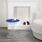 Mesa de centro azul redonda diâmetro 50 cm Janis design moderno, fabricado na Itália Viadurini