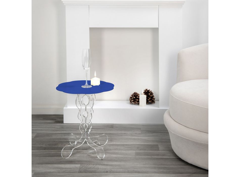 Mesa de centro azul redonda diâmetro 50 cm Janis design moderno, fabricado na Itália Viadurini