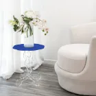 Mesa de centro azul redonda diâmetro 50 cm Janis design moderno, fabricado na Itália Viadurini