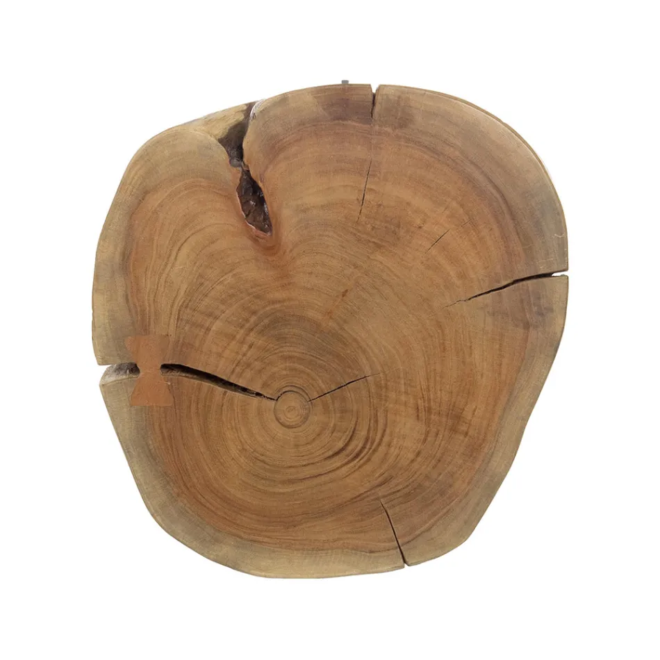 Mesinha Redonda em Baú de Madeira e Aço Homemotion - Tancredi Viadurini