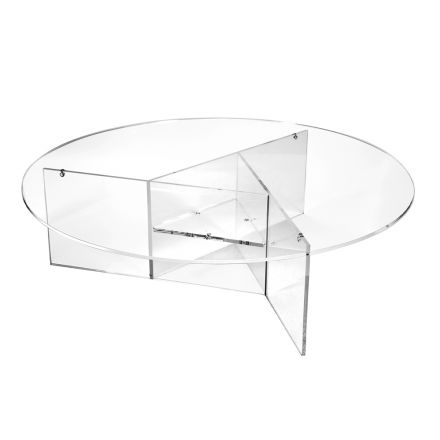 Mesa de centro redonda para sala em acrílico transparente - Dazeglio Viadurini