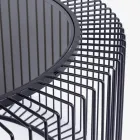 Mesinha Redonda em Aço Pintado e Vidro Temperado - Apuleio Viadurini