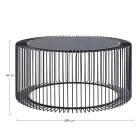 Mesinha Redonda em Aço Pintado e Vidro Temperado - Apuleio Viadurini