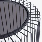 Mesinha Redonda em Aço Pintado e Vidro Temperado - Apuleio Viadurini