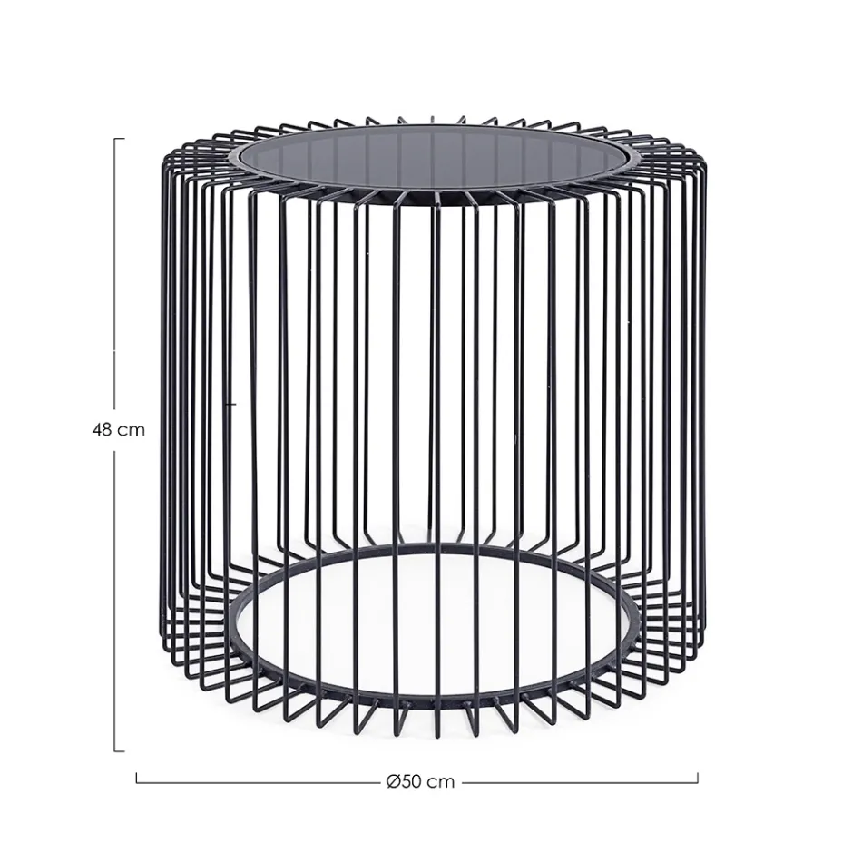 Mesinha Redonda em Aço Pintado e Vidro Temperado - Apuleio Viadurini