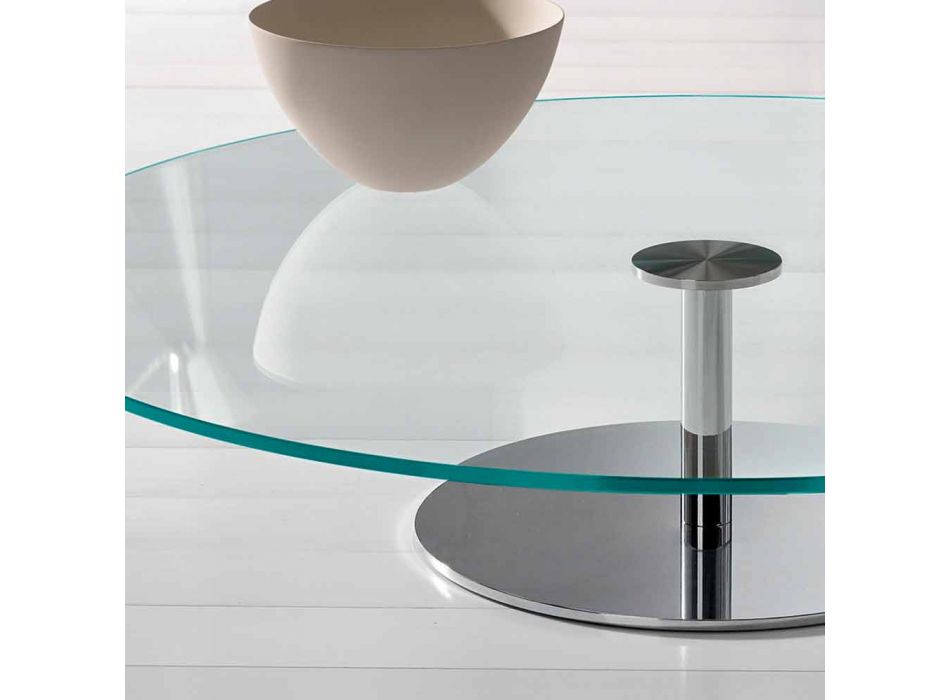 Mesa de centro redonda em vidro extra claro - Giovannino Viadurini