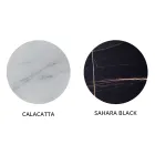 Mesa de centro redonda para sala em metal e vidro com efeito mármore luxuoso - Magali Viadurini