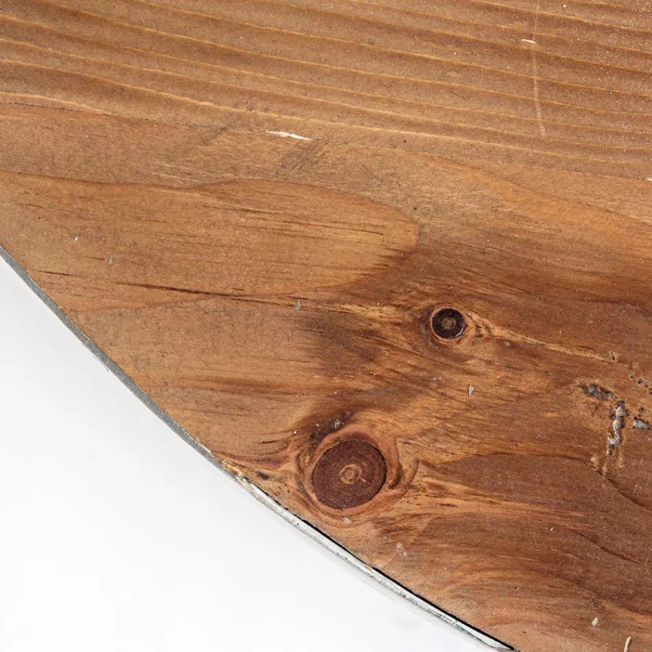 Mesa de centro redonda em madeira reciclada e aço branco ou cinza - Genoveffa Viadurini