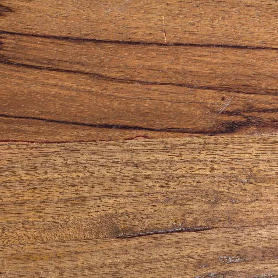 Mesa de centro redonda em madeira reciclada e aço branco ou cinza - Genoveffa Viadurini