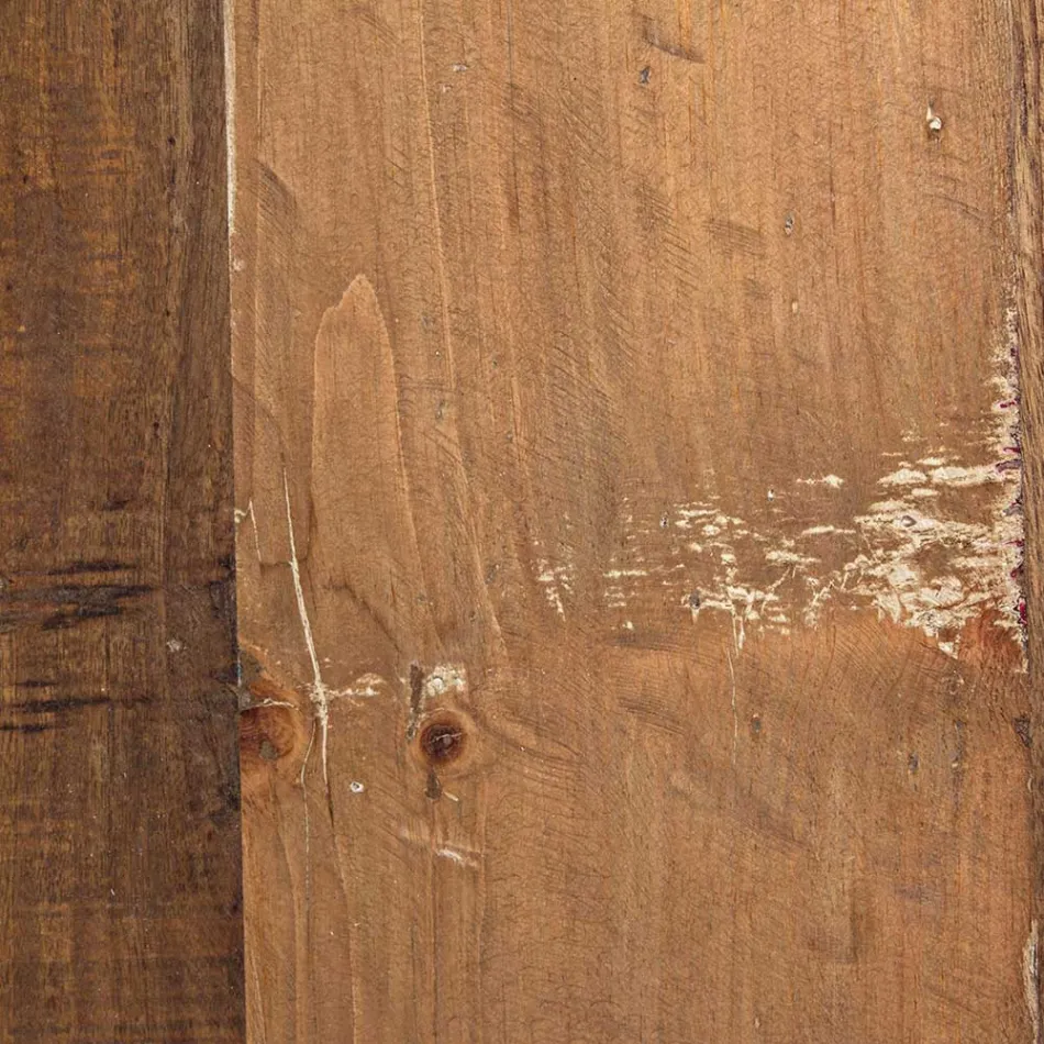 Mesa de centro redonda em madeira reciclada e aço branco ou cinza - Genoveffa Viadurini