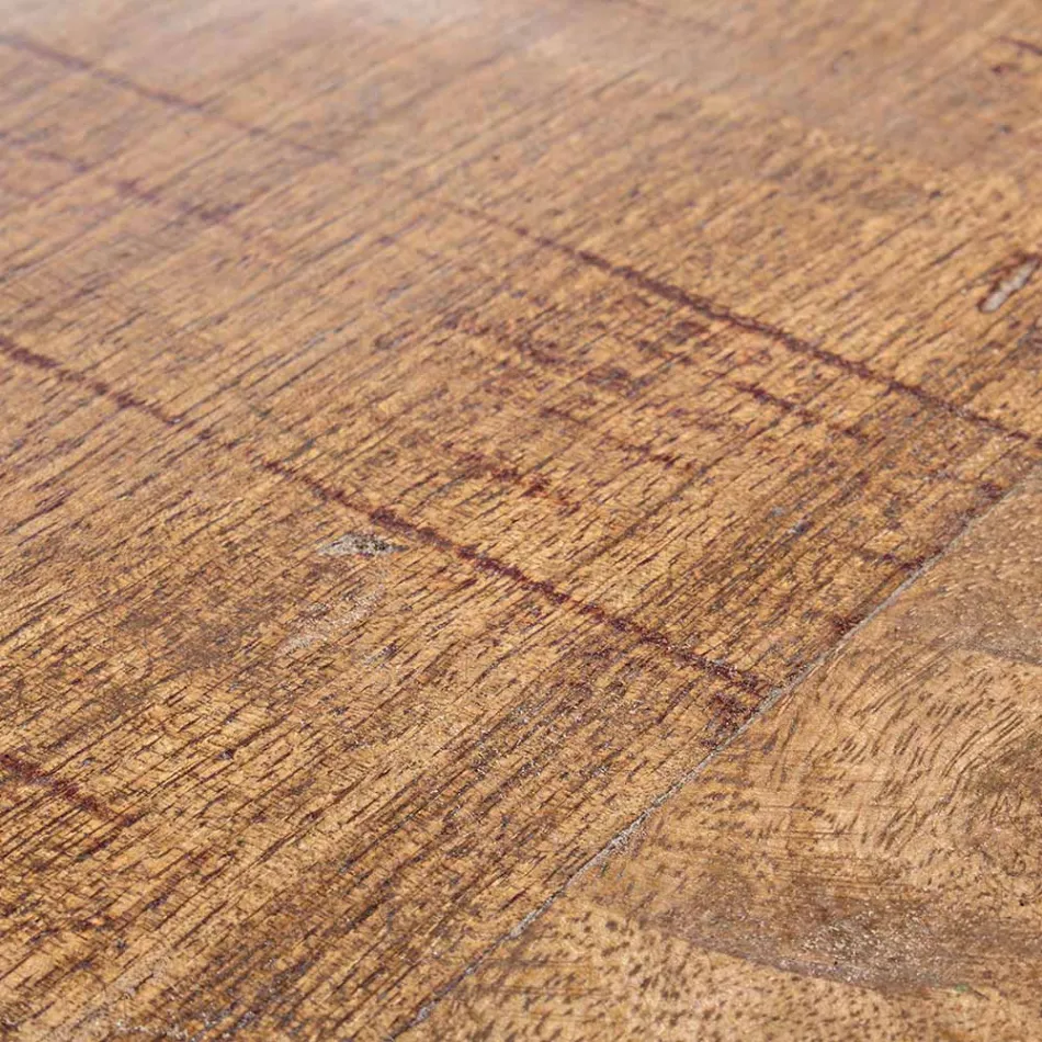 Mesa de centro redonda em madeira reciclada e aço branco ou cinza - Genoveffa Viadurini