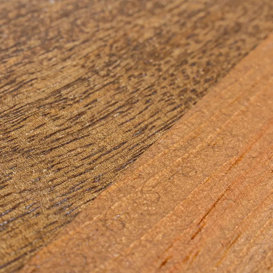 Mesa de centro redonda em madeira reciclada e aço branco ou cinza - Genoveffa Viadurini