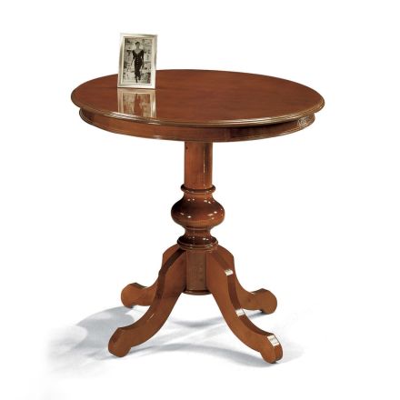 Mesa de centro redonda em madeira de nogueira patinada Made in Italy - Vulcano Viadurini