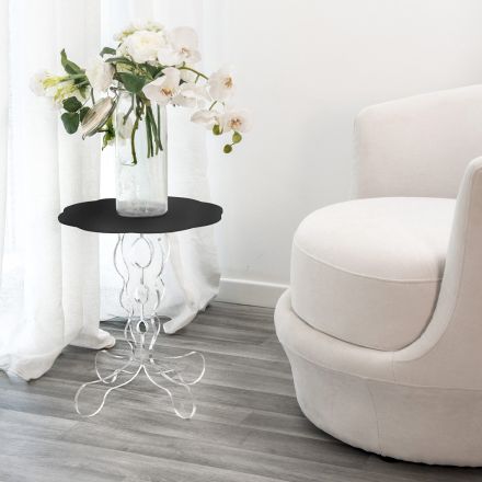 Mesa de centro preta redonda de diâmetro 36 cm design moderno Janis, fabricada na Itália Viadurini