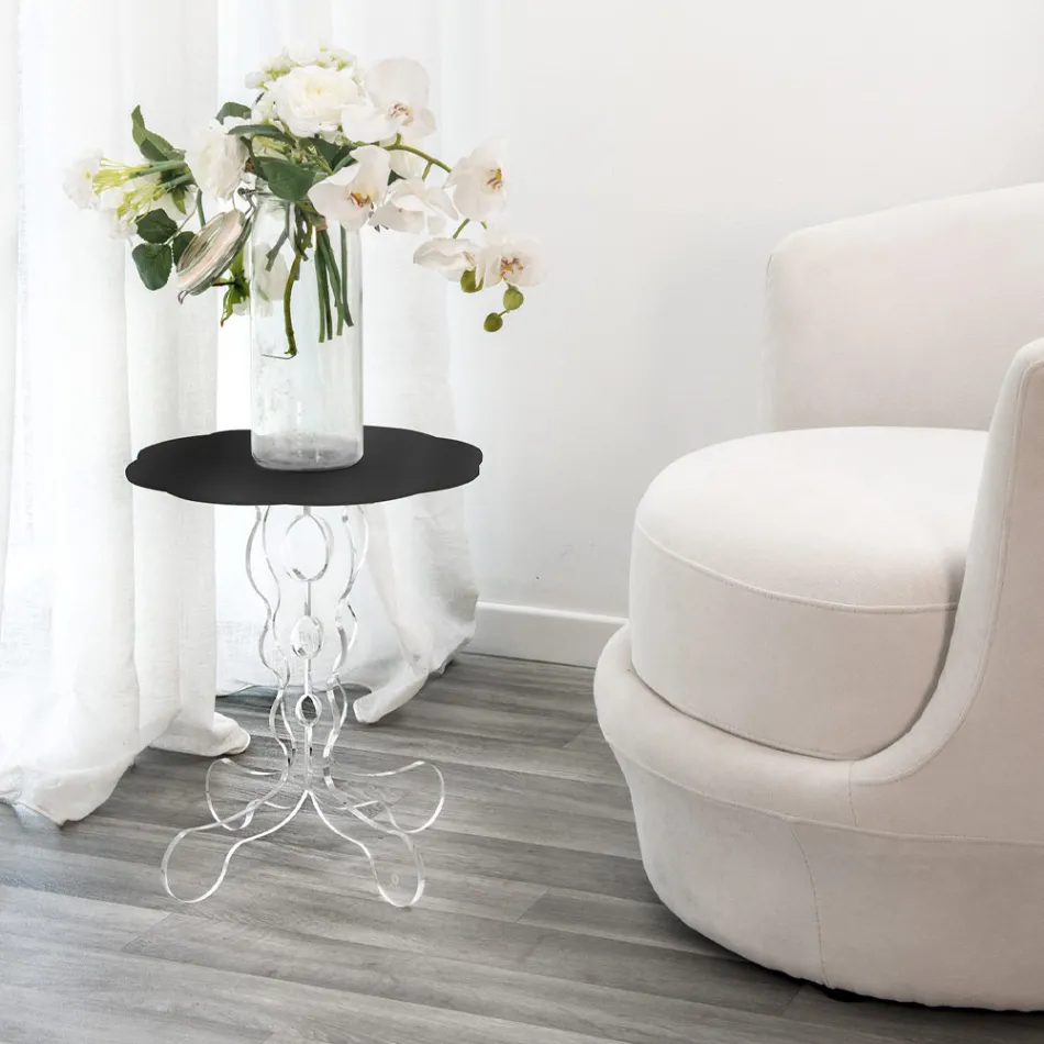 Mesa de centro preta redonda de diâmetro 36 cm design moderno Janis, fabricada na Itália Viadurini