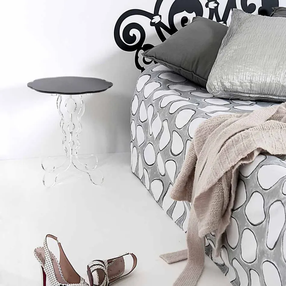 Mesa de centro redonda preta 36 cm design moderno Janis, made in Italy Viadurini