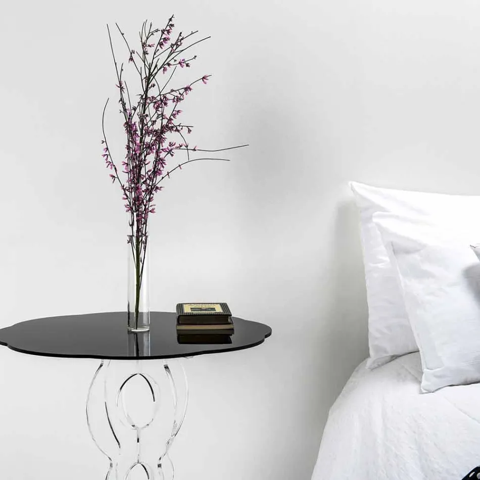 Mesa de café redonda preta de diâmetro 50 cm design moderno Janis, made in Italy Viadurini