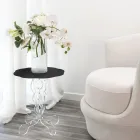 Mesa de centro preta redonda diâmetro 50 cm Janis design moderno, fabricado na Itália Viadurini