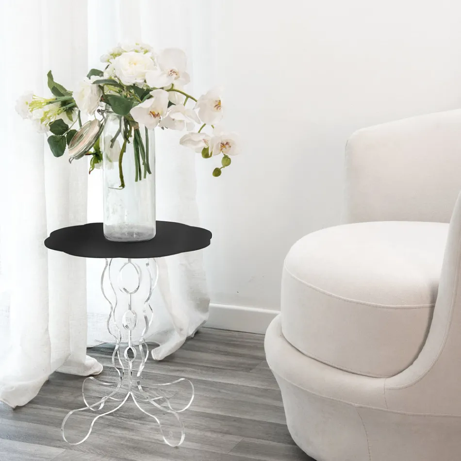 Mesa de centro preta redonda diâmetro 50 cm Janis design moderno, fabricado na Itália Viadurini