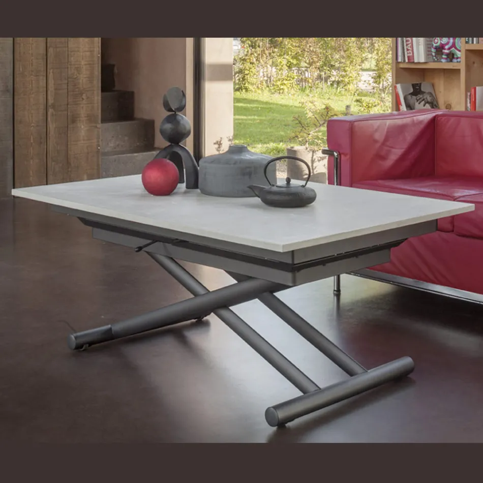Mesa de centro transformável com altura ajustável até 82 cm Made in Italy - Roda Viadurini