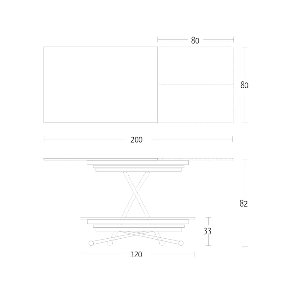 Mesa de centro transformável com altura ajustável até 82 cm Made in Italy - Roda Viadurini