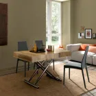 Mesa de Centro Transformable Design em Madeira e Black Metal Made in Italy - Niverio Viadurini