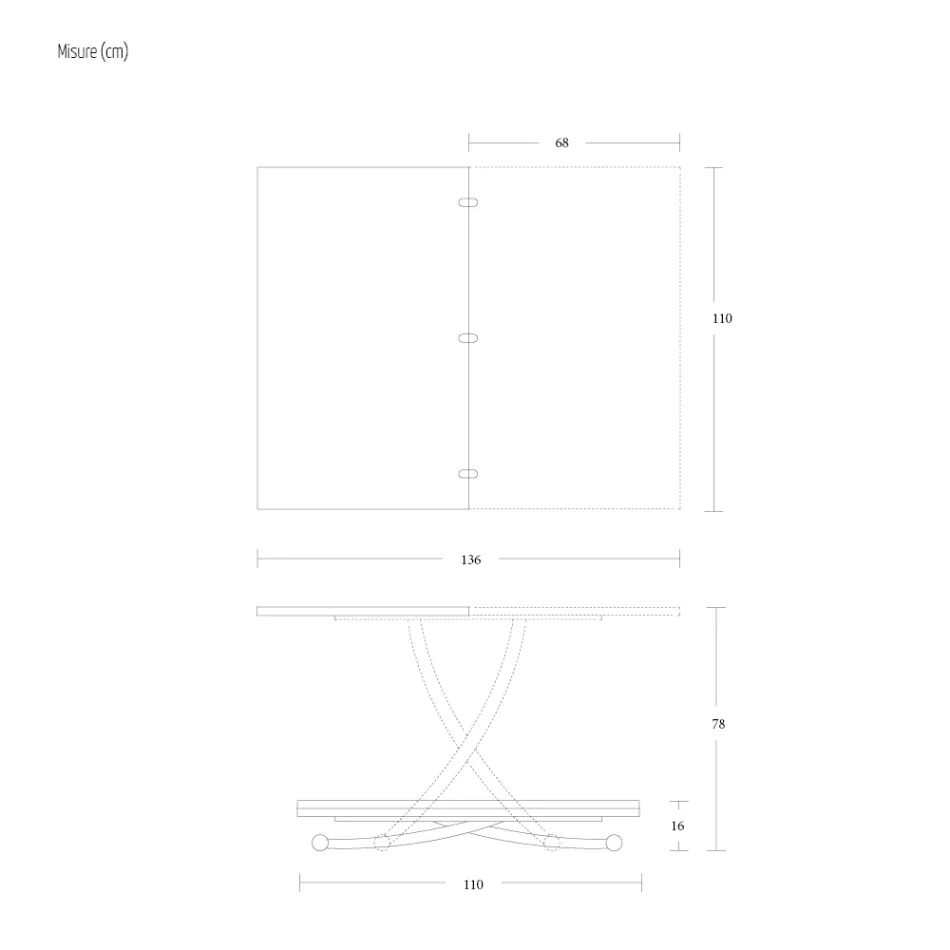 Mesa de centro transformável em metal e design cerâmico Made in Italy - Saturn Viadurini