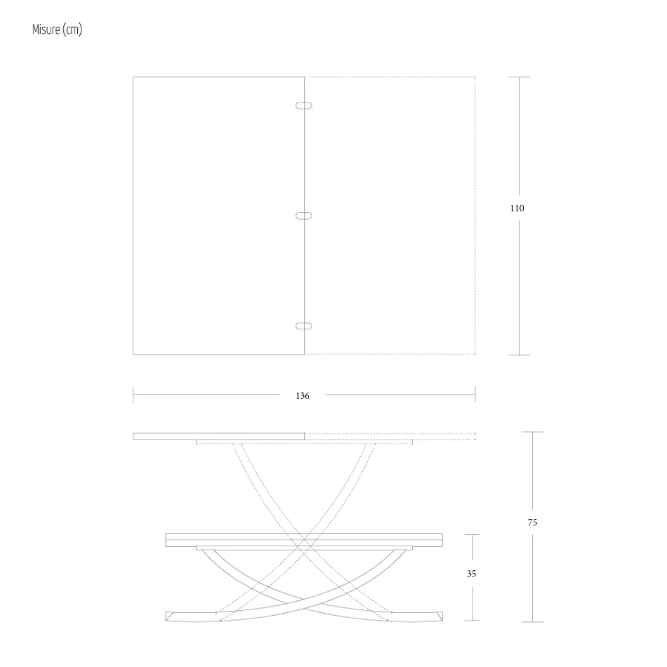 Mesa de centro transformável em mesa de jantar de madeira fabricada na Itália - Aikido Viadurini