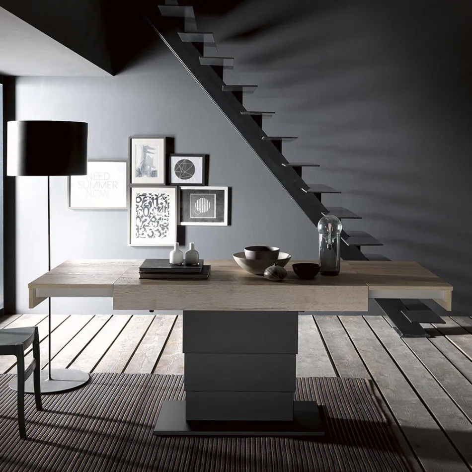 Mesa de centro transformável em mesa de jantar de madeira fabricada na Itália - Polar Viadurini