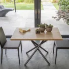 Mesa de centro conversível em mesa de jantar Tampo de madeira e base de metal - pêssego Viadurini