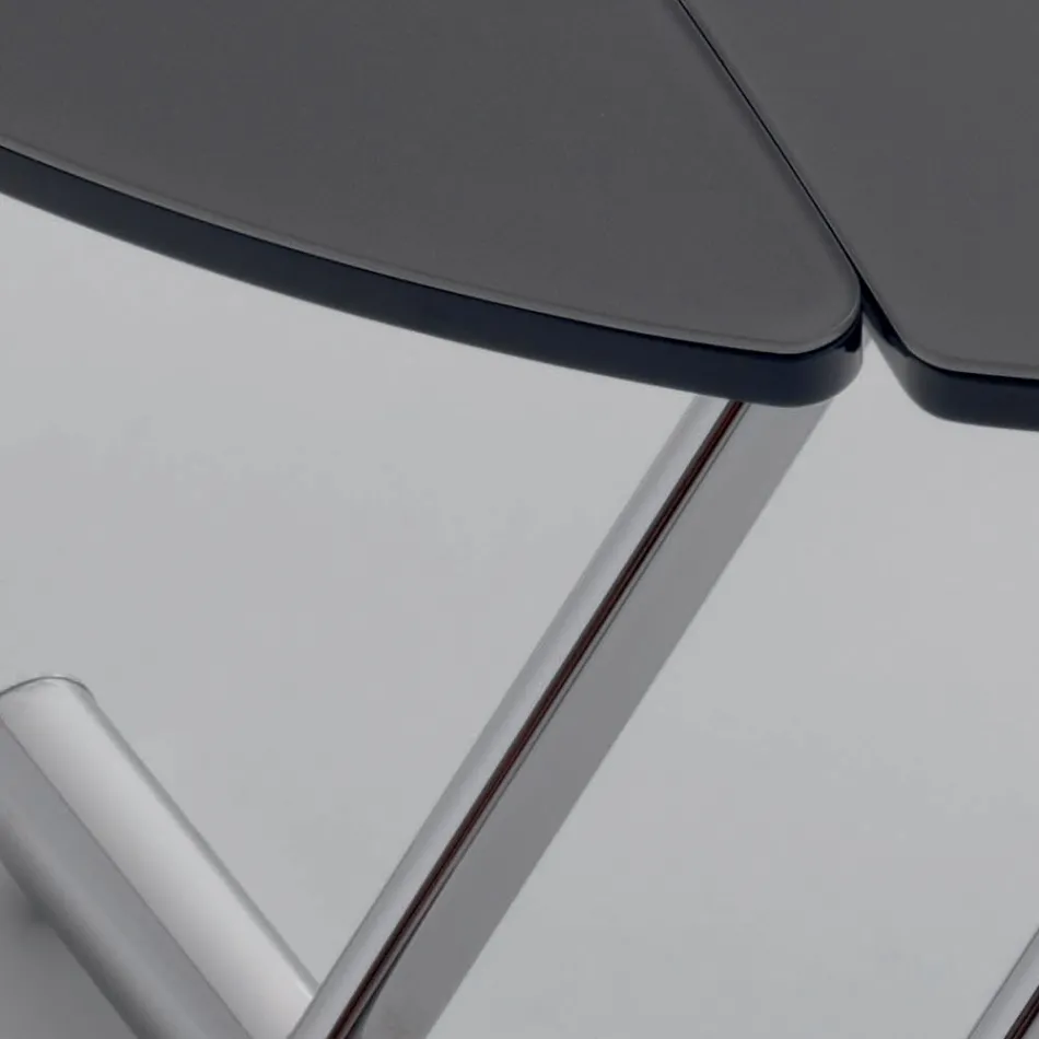 Mesa de Centro Transformável em Metal Redondo e Mesa de Jantar em Vidro - Giordana Viadurini