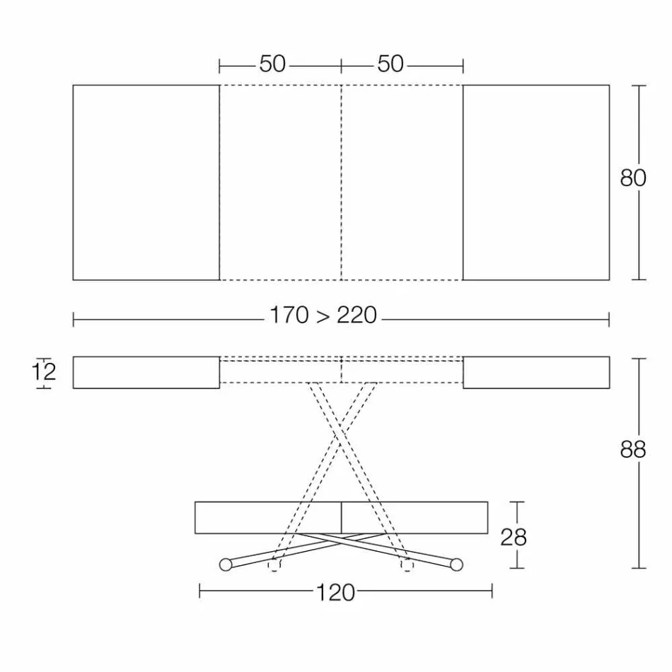 Mesa de centro transformável moderna com tampo de efeito Malta Made in Italy - Patroclus Viadurini