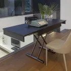 Mesa de centro moderna transformável em metal e madeira fabricada na Itália - universo Viadurini