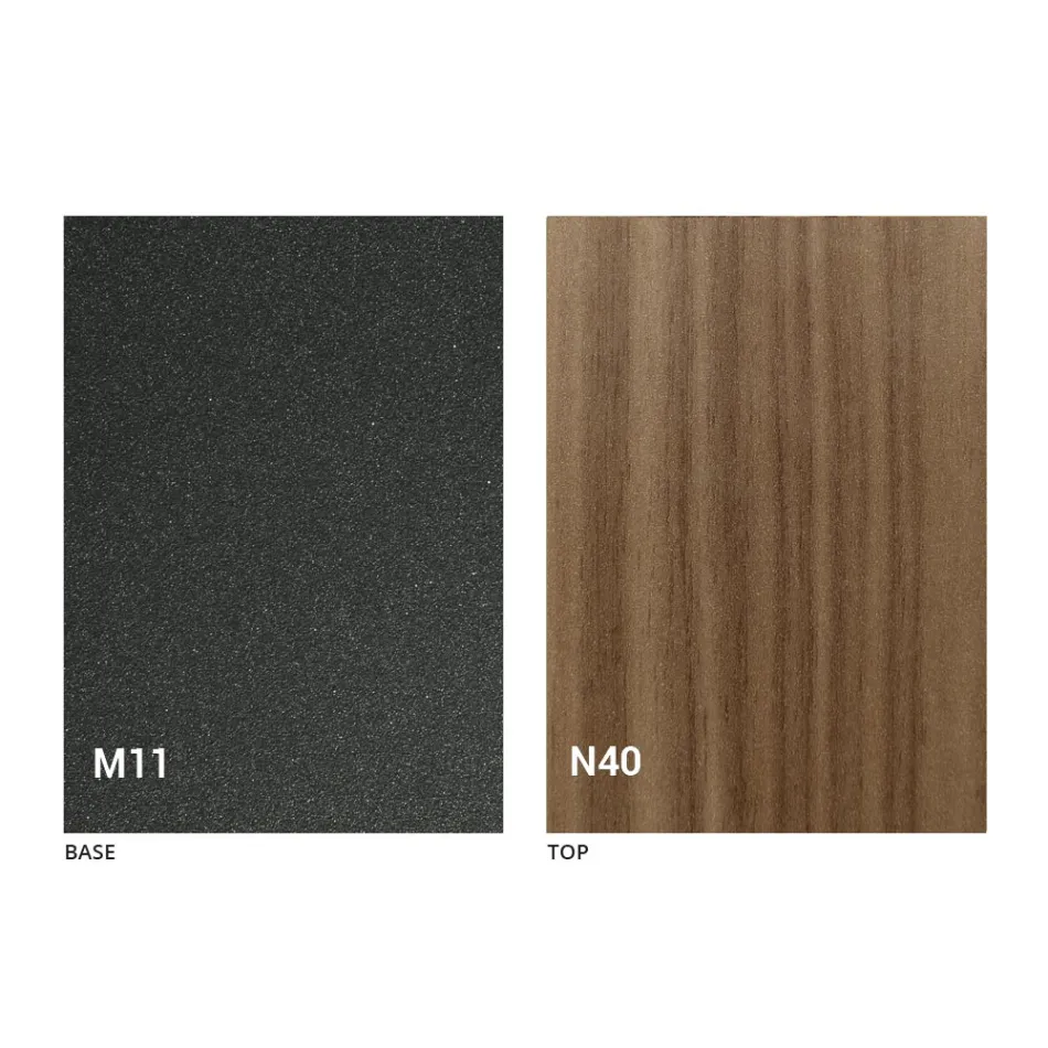 Mesa de centro transformavel moderna em metal grafite e tampo em madeira - Sistocle Viadurini