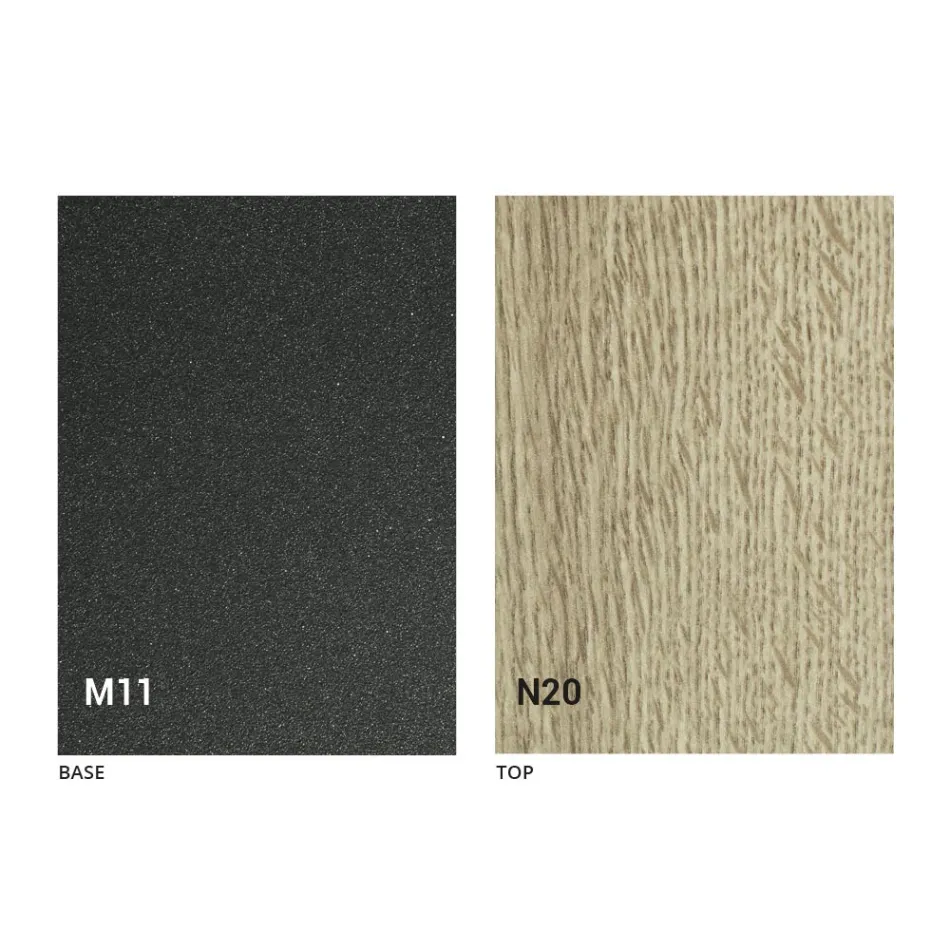 Mesa de centro transformavel moderna em metal grafite e tampo em madeira - Sistocle Viadurini