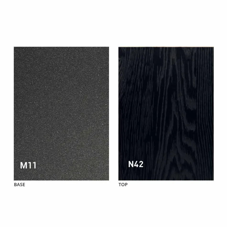 Mesa de centro transformavel moderna em metal grafite e tampo em madeira - Sistocle Viadurini