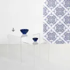 Aparador pequeno transparente contemporâneo de 50x50cm Terry grande, feito em Itália Viadurini