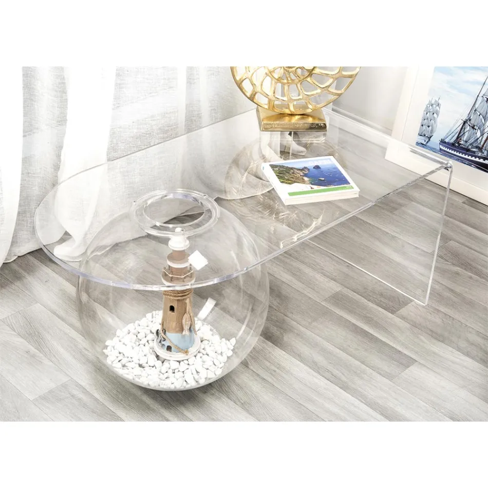 Mesa de centro transparente de design moderno L90xH40xP48 cm Bolly, fabricada na Itália Viadurini