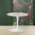 Mesa de Centro Tulipa Eero Saarinen H 39 com Tampo Redondo em Mármore Arabescato Viadurini