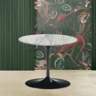 Mesa de Centro Tulipa Eero Saarinen H 39 com Tampo Redondo em Mármore Arabescato Viadurini